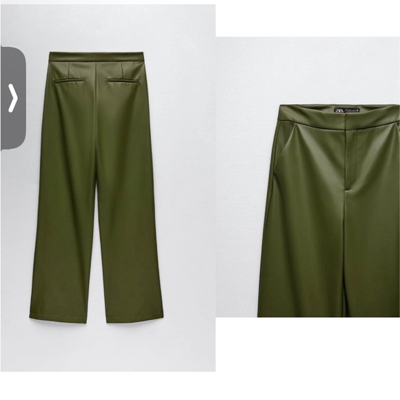Olive Green Faux Leather Pants - Picture 8 of 9